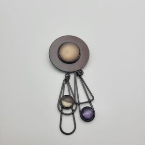 Vintage Style Mid Century Modern Black Dangle brooch Size 4.5 in